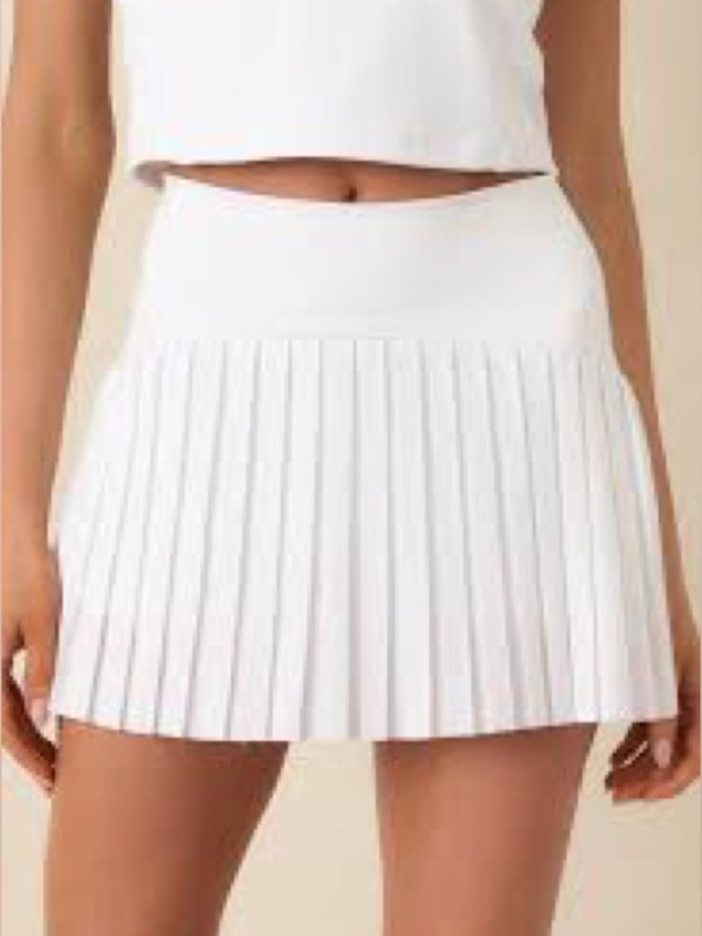 Stretch the rules white pleated skort wide waistband structured pleats pockets L